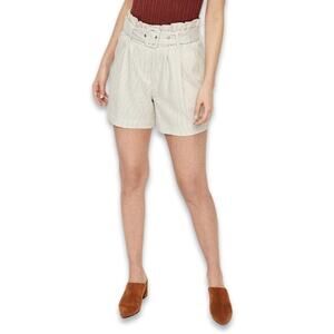 Vero Moda Culottes Shorts Paperbag Waist Pull On Modern Striped Beige/White W M